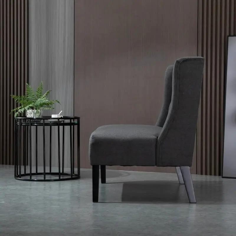 Scandinavian 2 Seater Button Tufted Loveseat Wooden Legs Gray Linen by HomePacific