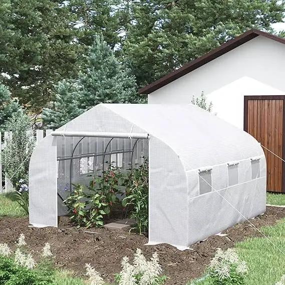Greenhouse w/ White PE Cover and Heavy Duty Steel Frame 11.5' x 10' x 6.5' by HomePacific