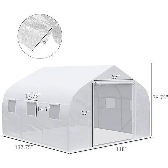 Greenhouse w/ White PE Cover and Heavy Duty Steel Frame 11.5' x 10' x 6.5' by HomePacific