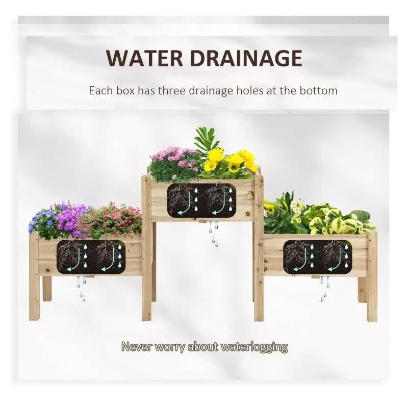 FarmHouse 3 Wooden Elevated Planter Raised Garden Beds by HomePacific