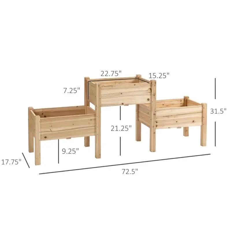 FarmHouse 3 Wooden Elevated Planter Raised Garden Beds by HomePacific