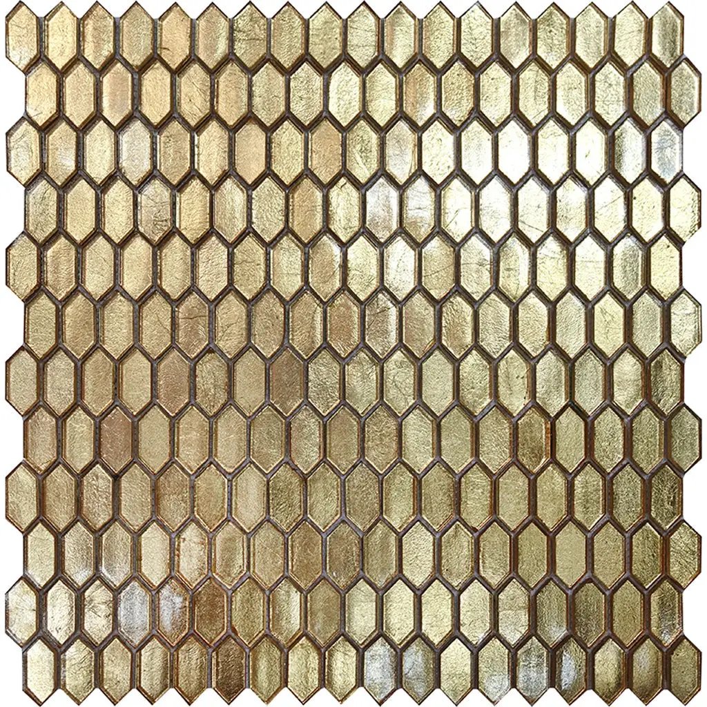 Shimmer Gold 12x12 Glossy Uniform Picket Mosaic Tile (10 pack, 9.47 sq ft/case) by Apollo Tile