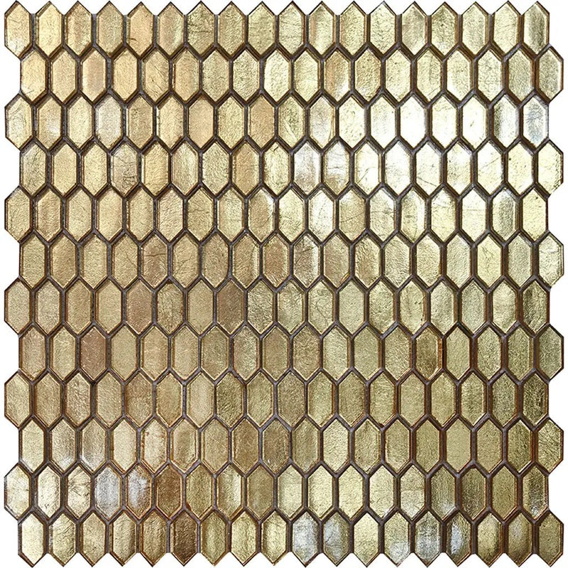 Shimmer Gold 12x12 Glossy Uniform Picket Mosaic Tile (10 pack, 9.47 sq ft/case) by Apollo Tile