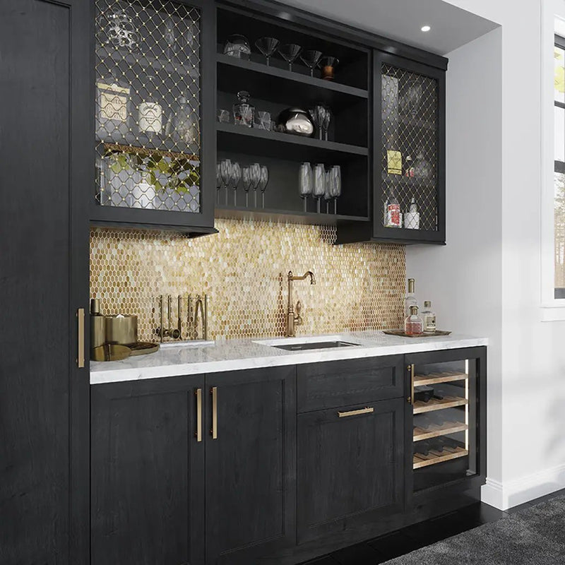 Shimmer Gold 12x12 Glossy Uniform Picket Mosaic Tile (10 pack, 9.47 sq ft/case) by Apollo Tile