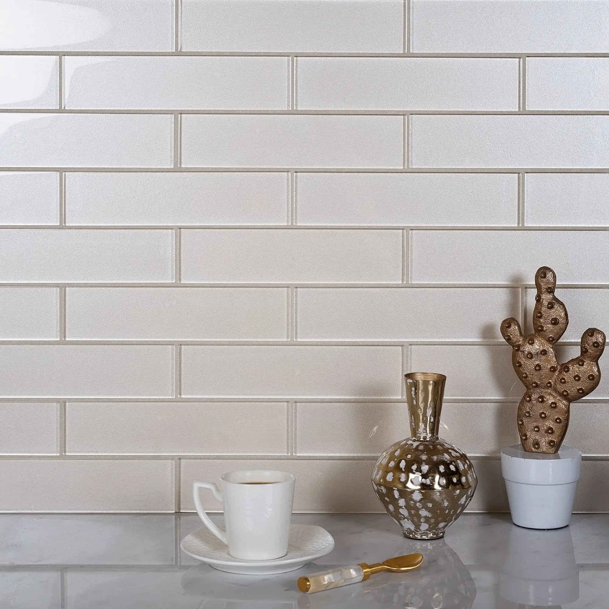Lace White 12x12 Glossy Brick Glass Mosaic Tile (5 pack, 4.83 sq ft/case) by Apollo Tile