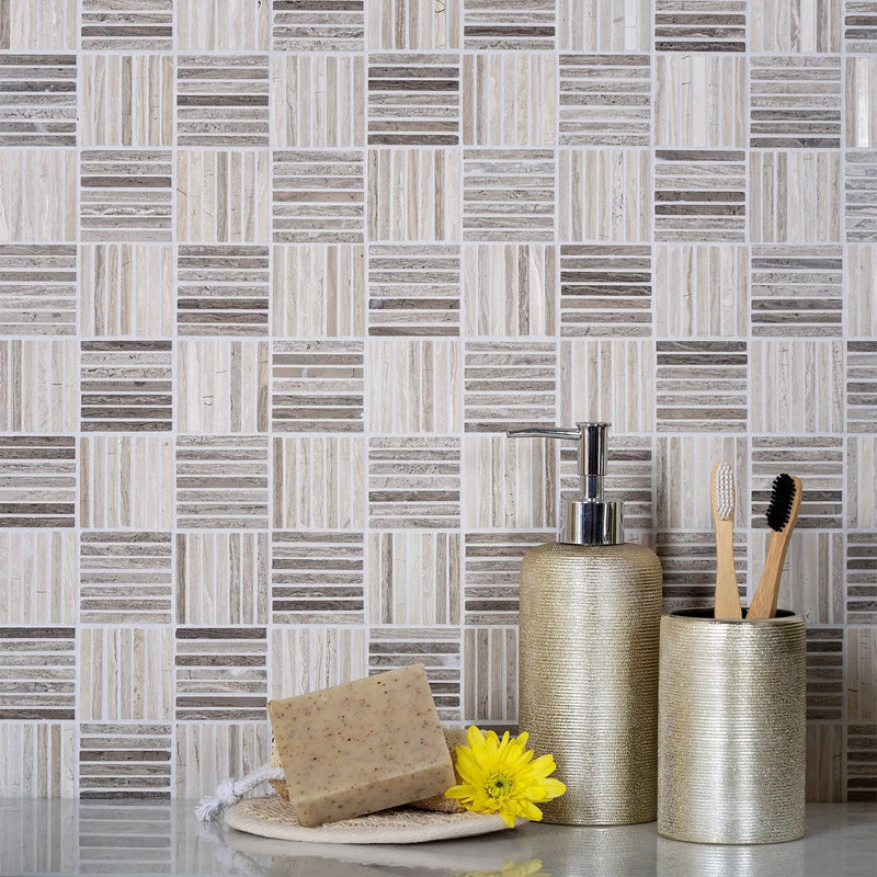 Beige 12x12 Polished Marble Stick Mosaic Tile (5 pack, 5 sq ft/case) by Apollo Tile