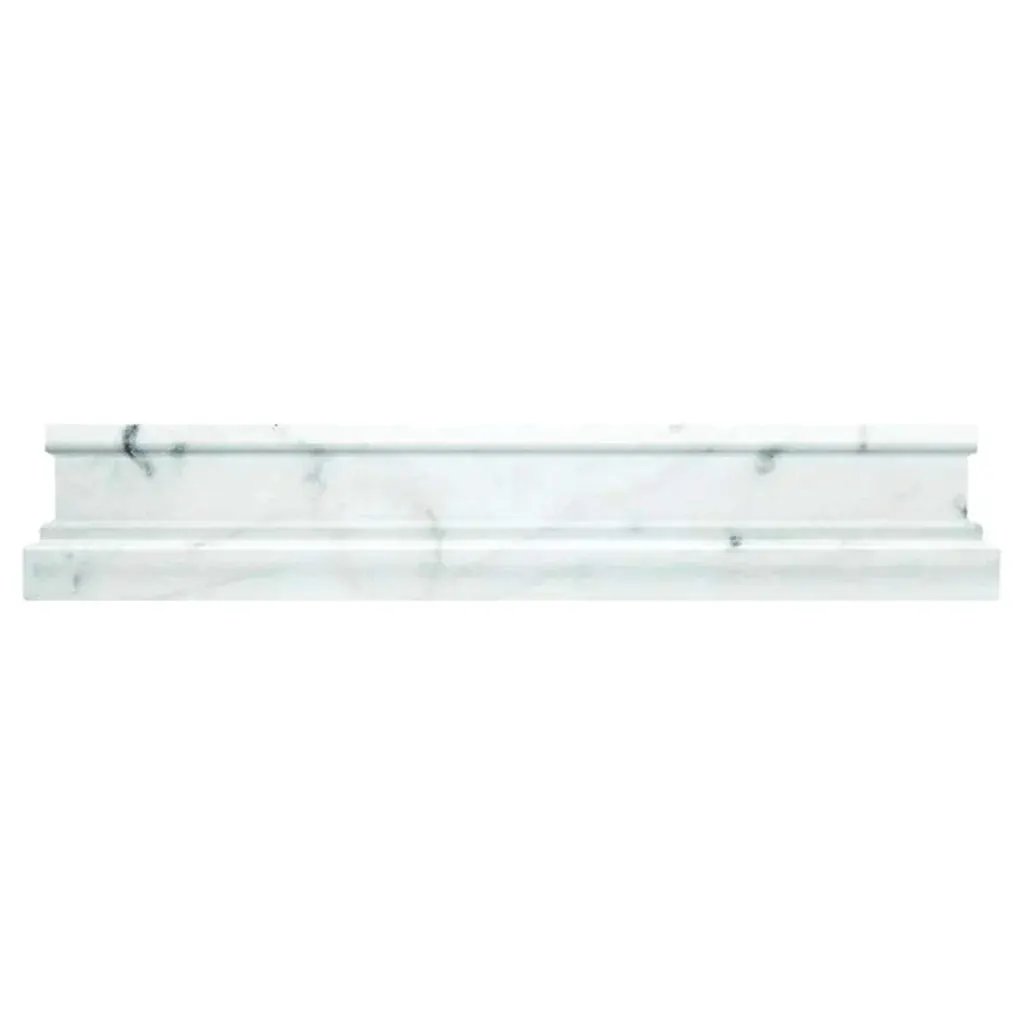 White 2x12 Polished Bianco Carrara Chair Rail Marble Tile Trim (10 pack, 1.667 sq ft/case) by Apollo Tile