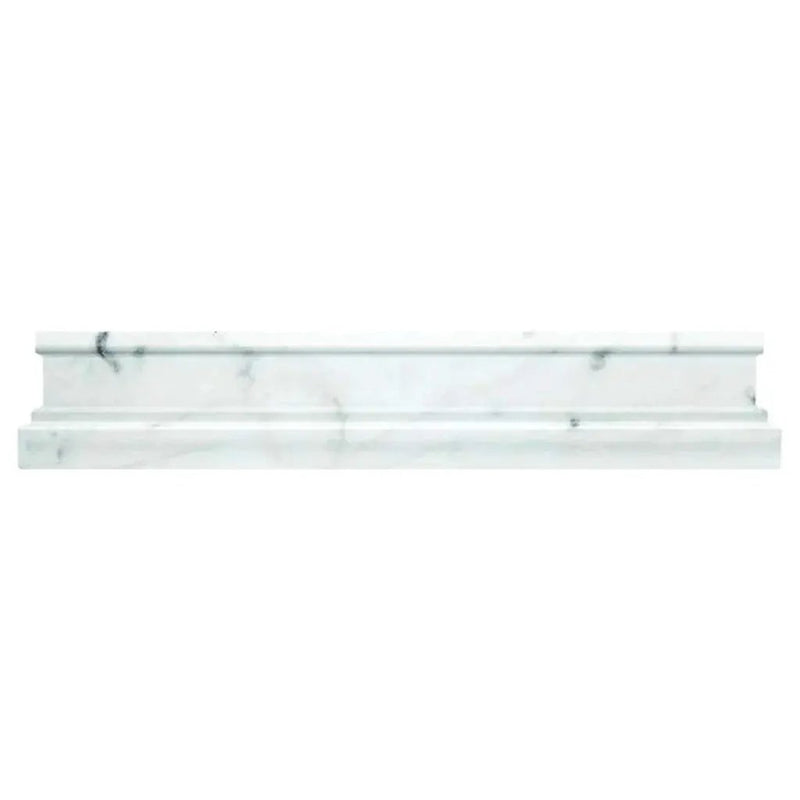 White 2x12 Polished Bianco Carrara Chair Rail Marble Tile Trim (10 pack, 1.667 sq ft/case) by Apollo Tile
