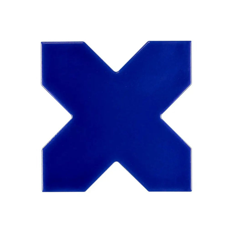 Cobalt Blue 5x5 Glossy Cross Ceramic Tile (27 pack, 5.37 sq ft/case) by Apollo Tile