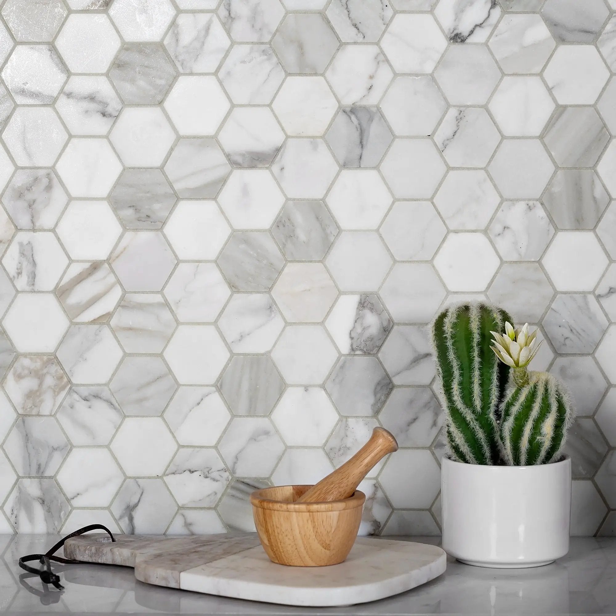 5-Pack Gray 12-in x 12-in Honed Natural Stone Honeycomb Marble Look Floor and Wall Tile by Apollo Tile