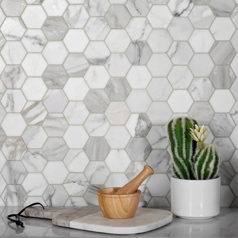 5-Pack Gray 12-in x 12-in Honed Natural Stone Honeycomb Marble Look Floor and Wall Tile by Apollo Tile