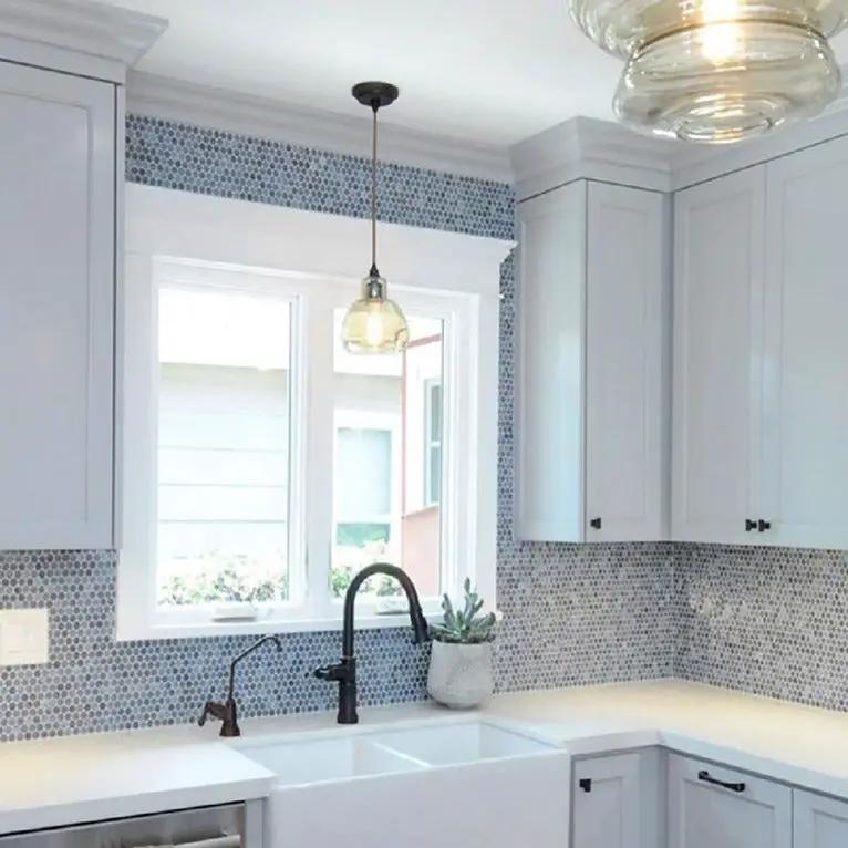 Glacier Gray 12x12 Penny Round Glossy Glass Mosaic Tile (10 pack, 10.34 sq ft/case) by Apollo Tile