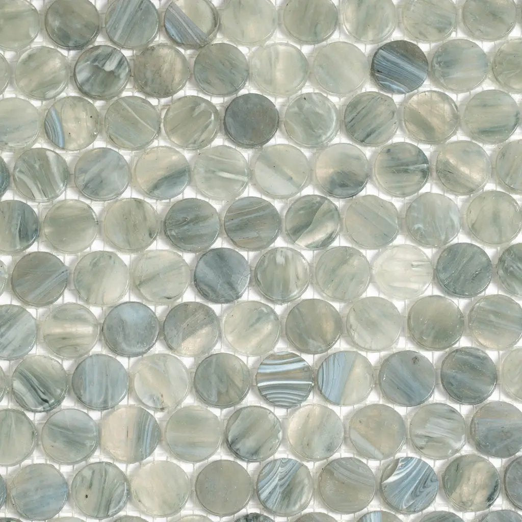 Glacier Gray 12x12 Penny Round Glossy Glass Mosaic Tile (10 pack, 10.34 sq ft/case) by Apollo Tile
