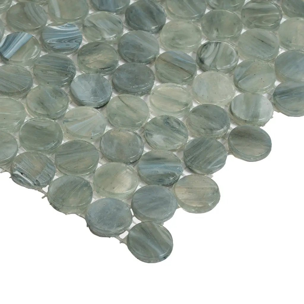 Glacier Gray 12x12 Penny Round Glossy Glass Mosaic Tile (10 pack, 10.34 sq ft/case) by Apollo Tile
