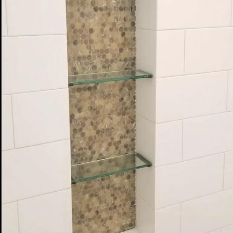 Beige 12x12 Glossy Penny Round Glass Mosaic Tile (10 pack, 10.34 sq ft/case) by Apollo Tile