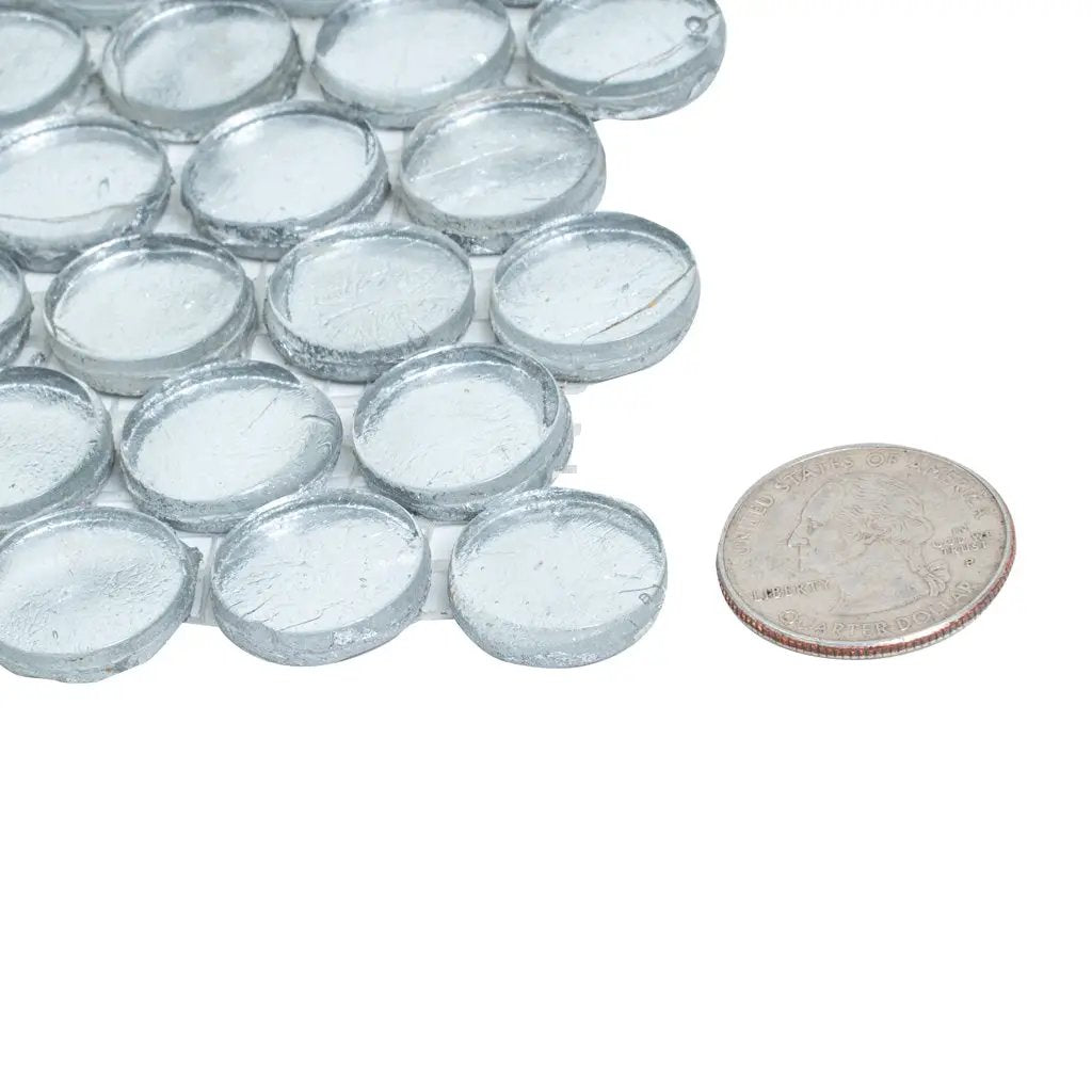 Silver 12x12 Penny Round Glossy Glass Mosaic Tile (10 pack, 10.34 sq ft/case) by Apollo Tile