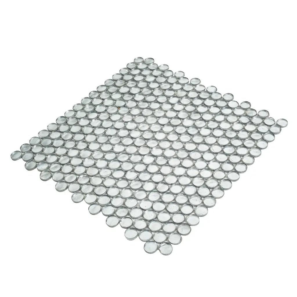 Silver 12x12 Penny Round Glossy Glass Mosaic Tile (10 pack, 10.34 sq ft/case) by Apollo Tile