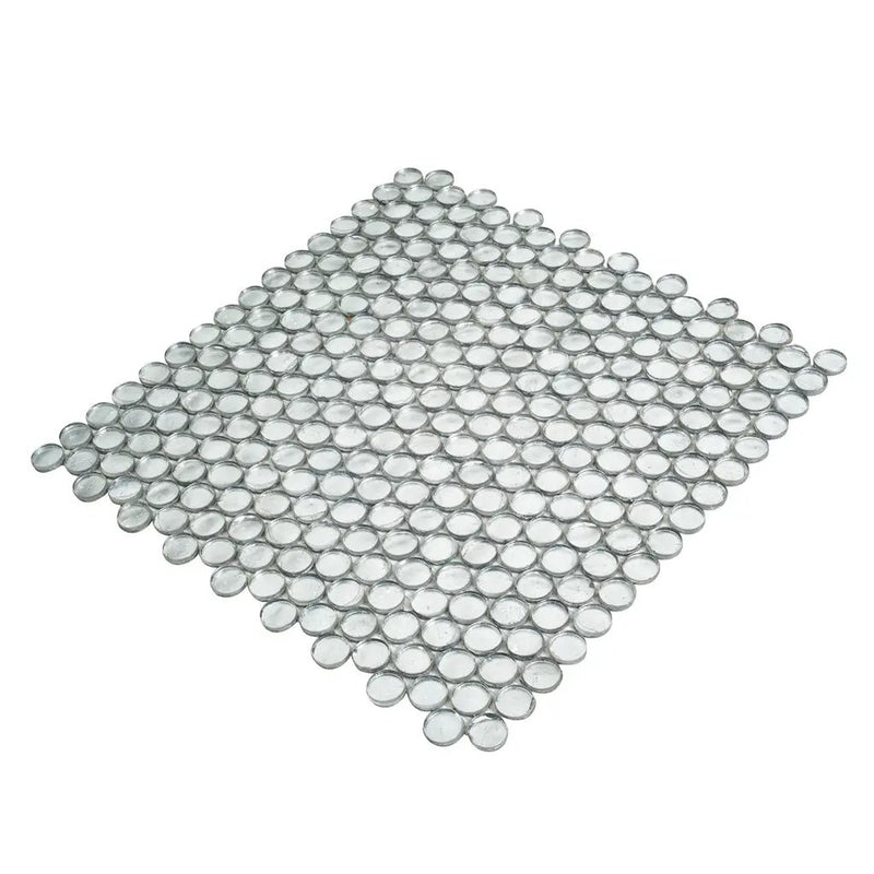 Silver 12x12 Penny Round Glossy Glass Mosaic Tile (10 pack, 10.34 sq ft/case) by Apollo Tile