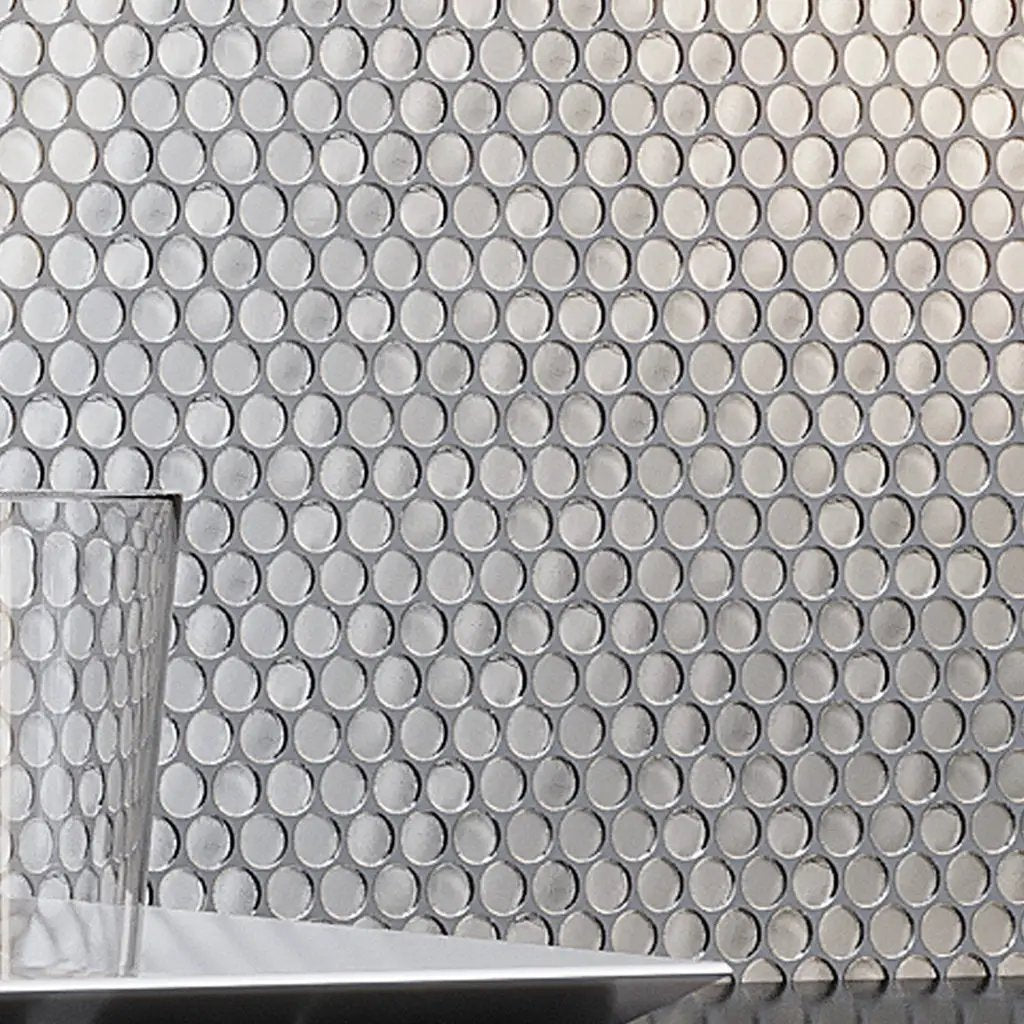 Silver 12x12 Penny Round Glossy Glass Mosaic Tile (10 pack, 10.34 sq ft/case) by Apollo Tile
