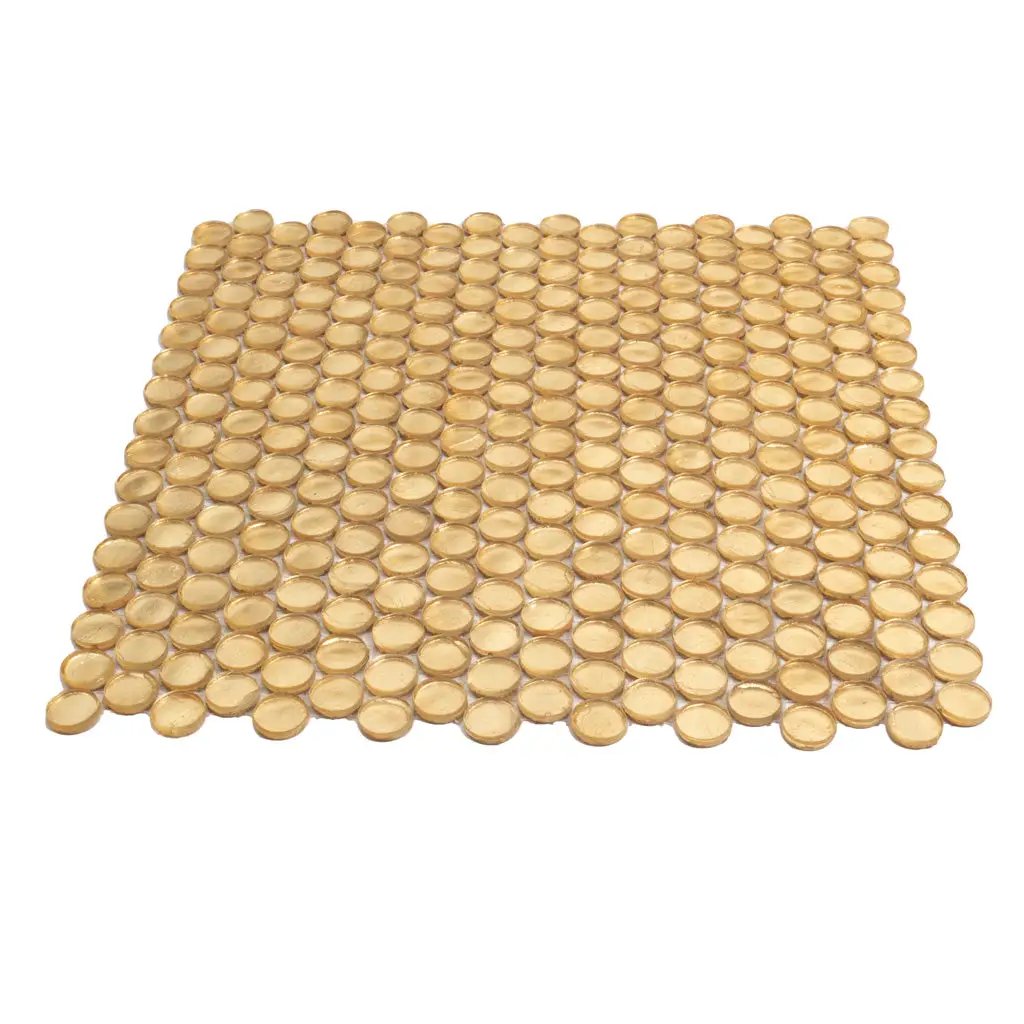 Majeste Gold 12x12 Glossy Penny Round Glass Mosaic Tile (10 pack, 10.34 sq ft/case) by Apollo Tile