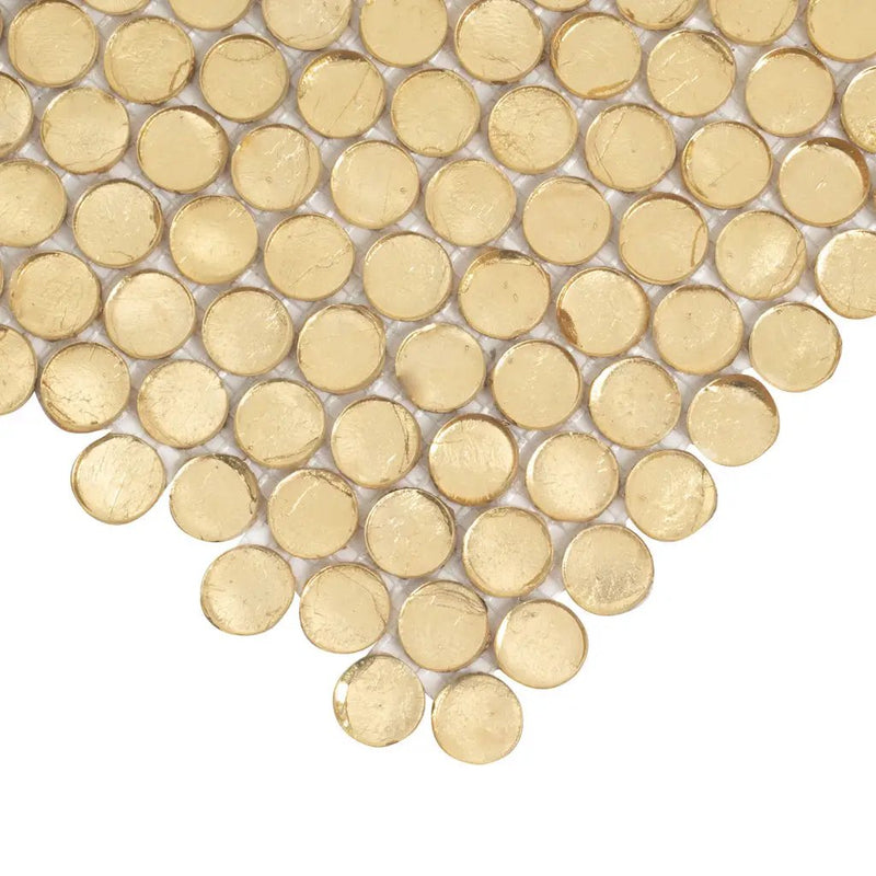 Majeste Gold 12x12 Glossy Penny Round Glass Mosaic Tile (10 pack, 10.34 sq ft/case) by Apollo Tile