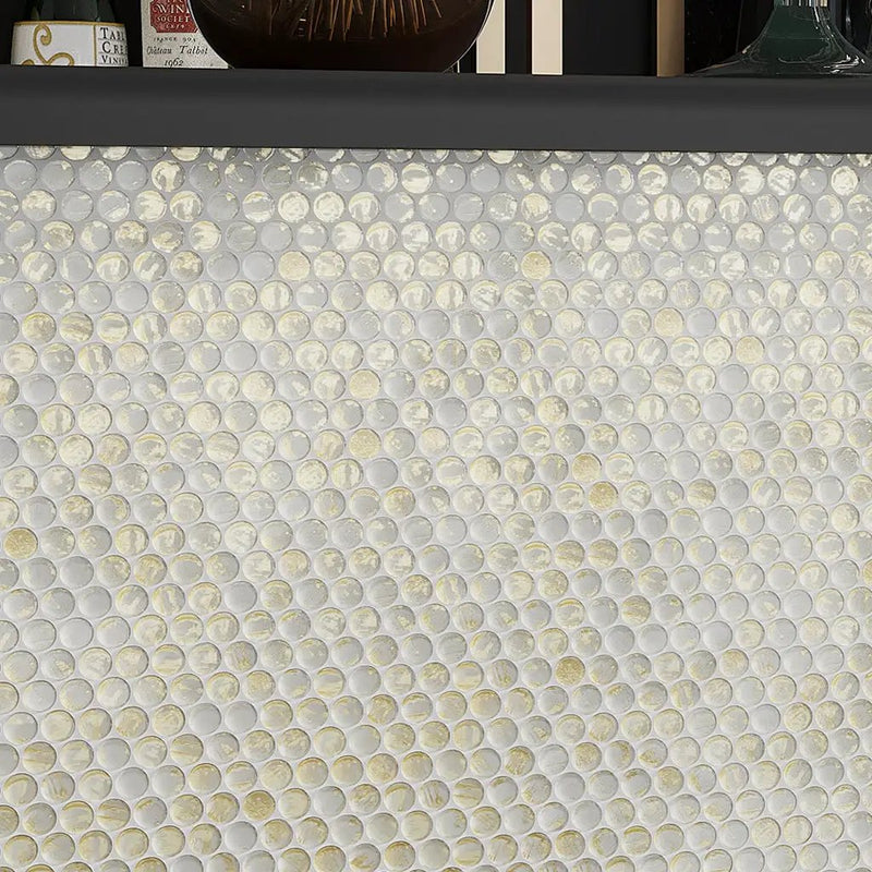 White Gold 12x12 Glossy Penny Round Glass Mosaic Tile (10 pack, 10.34 sq ft/case) by Apollo Tile