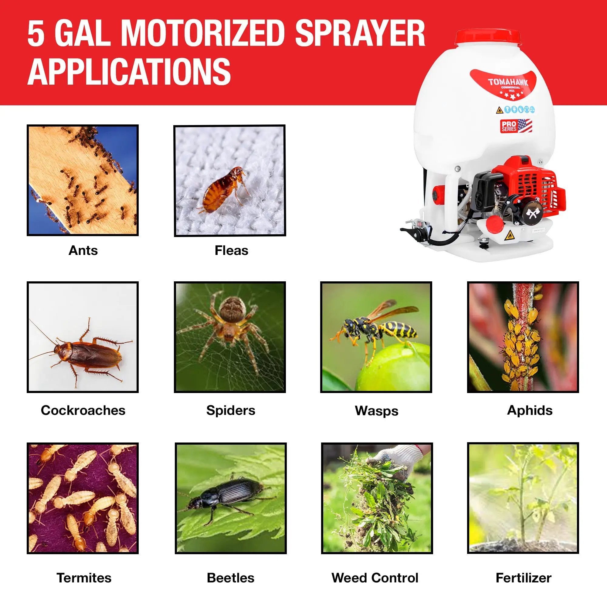 5 Gallon Gas Backpack Sprayer 450 PSI Pump for Mosquitoes Pesticides by Tomahawk Power