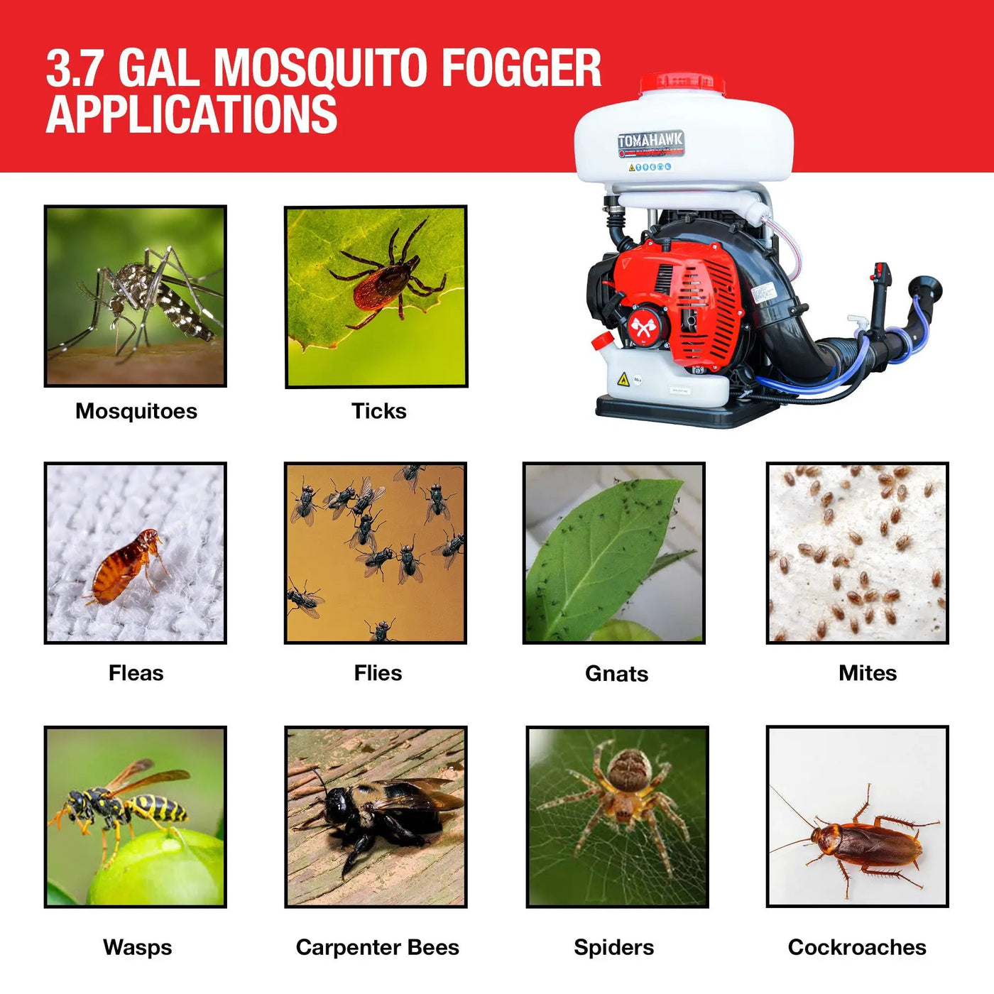 3.7 Gal Turbo Boosted Backpack Mosquito Fogger Leaf Blower for Pest Control by Tomahawk Power