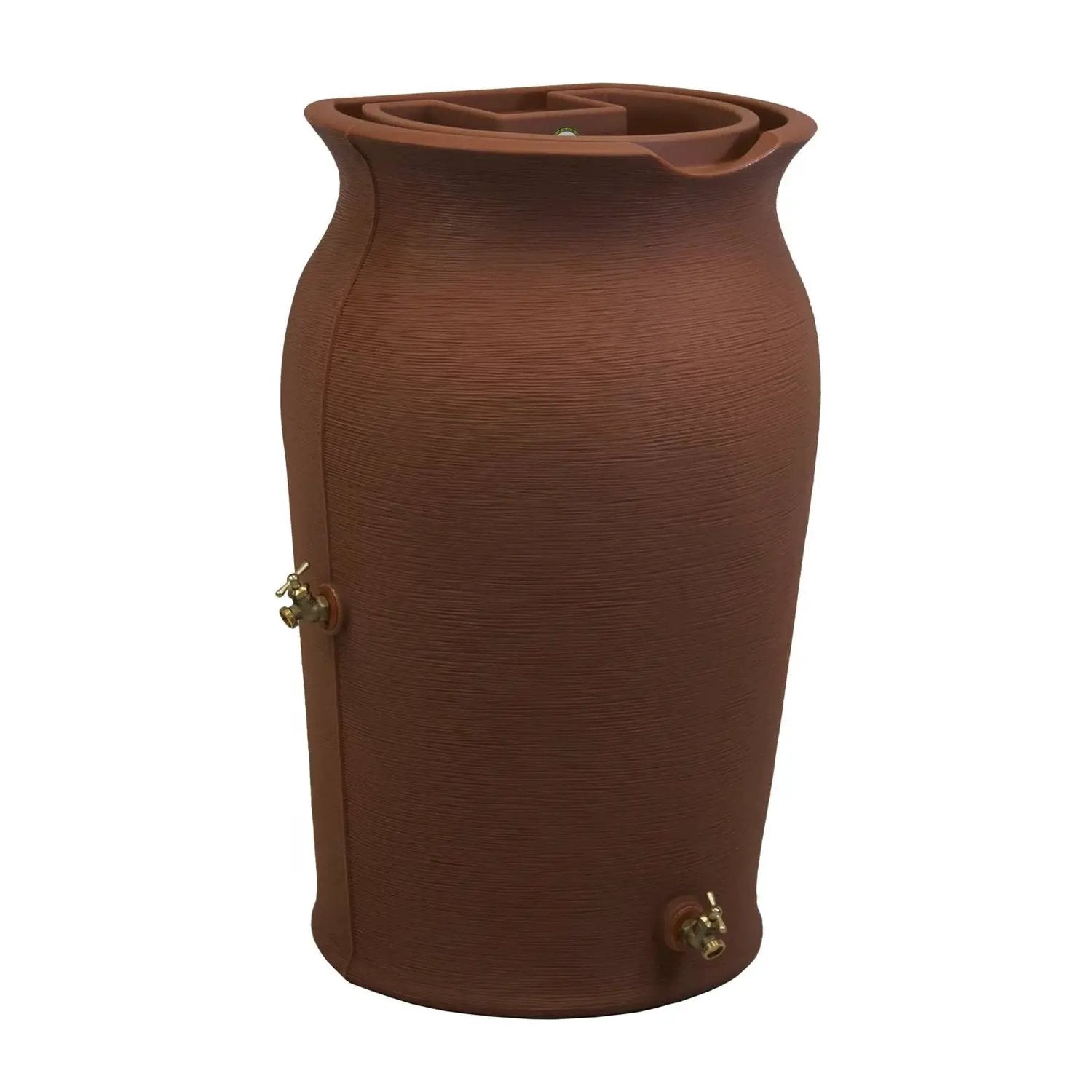 Terra Cotta 50-Gallon Plastic Urn Rain Barrel with Planter Top by HomePacific