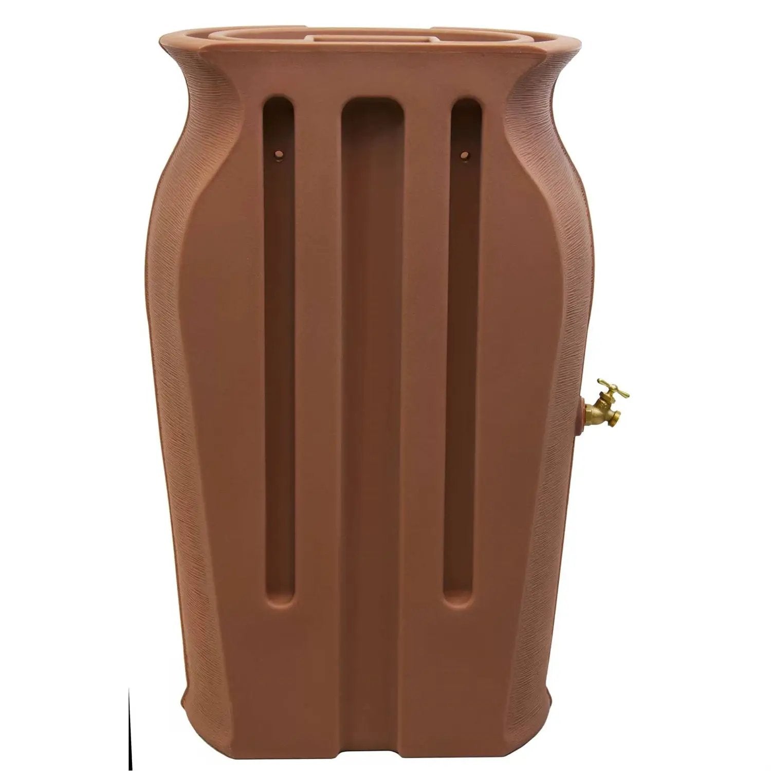 Terra Cotta 50-Gallon Plastic Urn Rain Barrel with Planter Top by HomePacific