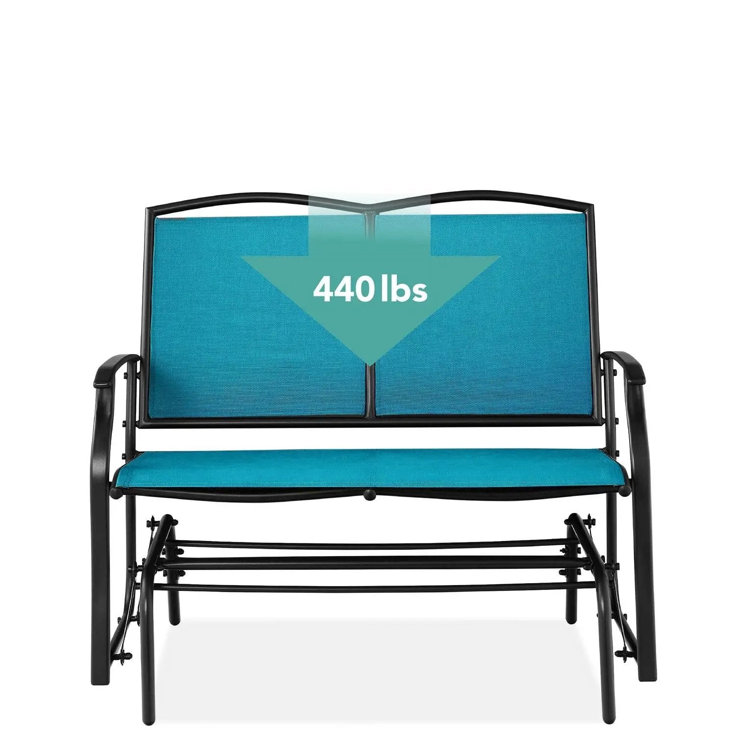 2 Seat Mesh Patio Loveseat Swing Glider Rocker with Armrests in Blue by HomePacific