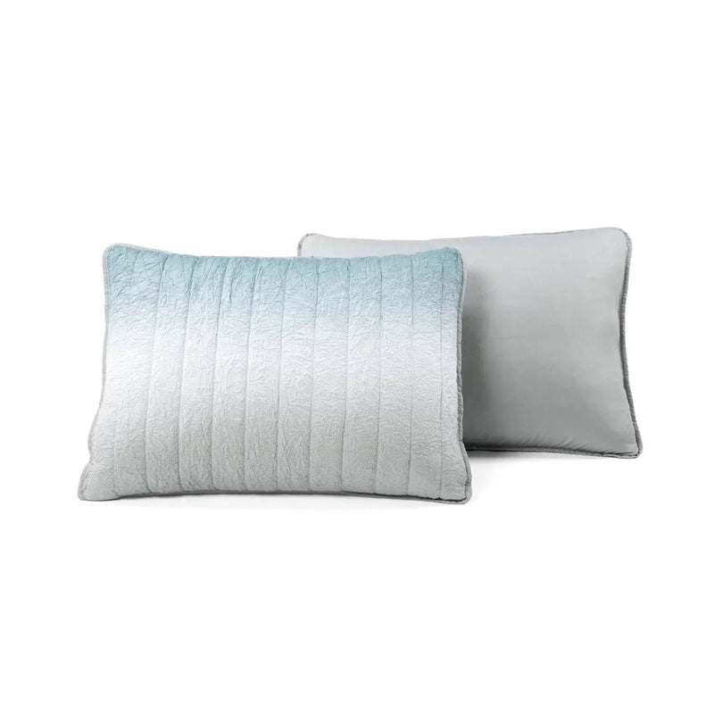 King size Aqua Blue and Grey Lightweight Polyester Fabric 3 Piece Quilt Set by HomePacific