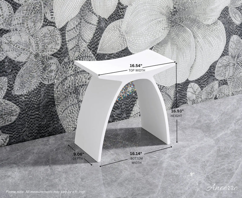 ARCSTONE 17" Freestanding Solid Surface Bathstool by Ancerre Designs