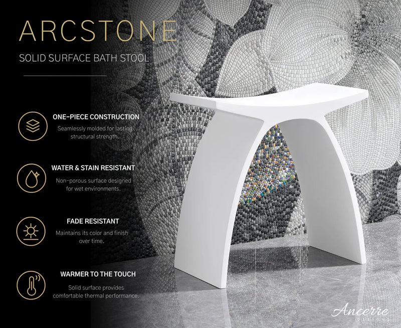 ARCSTONE 14" Freestanding Solid Surface Bathstool by Ancerre Designs