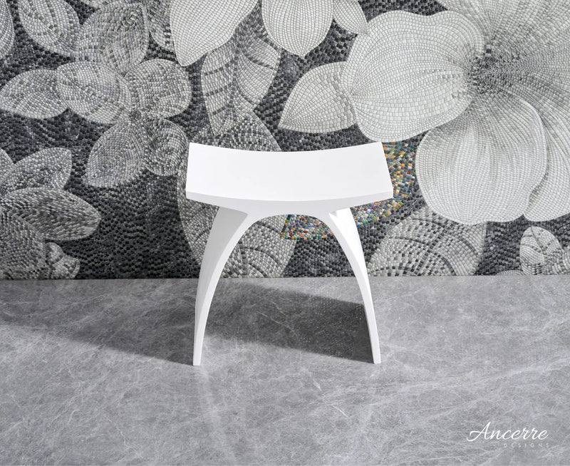 ARCSTONE 14" Freestanding Solid Surface Bathstool by Ancerre Designs