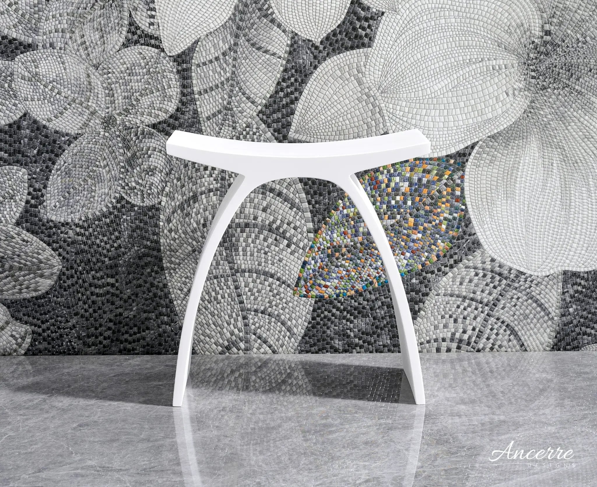 ARCSTONE 17" Freestanding Solid Surface Bathstool by Ancerre Designs