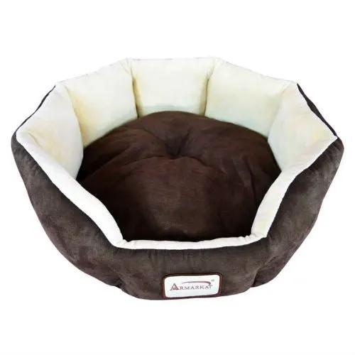 Mocha Beige Round Oval Pet Bed for Small Dogs or Cats by HomePacific