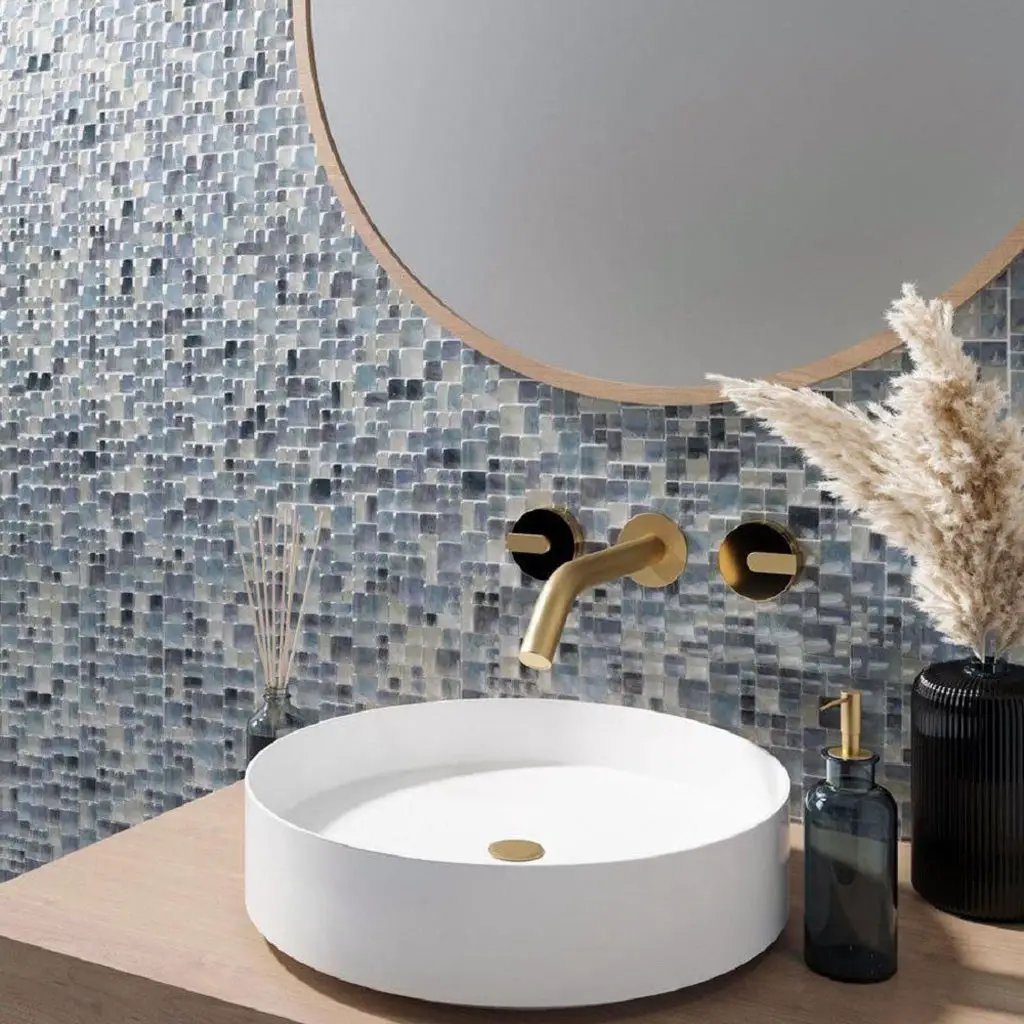 Light Blue 12x12 Glossy Square Glass Mosaic Tile (10 pack, 10.85 sq ft/case) by Apollo Tile
