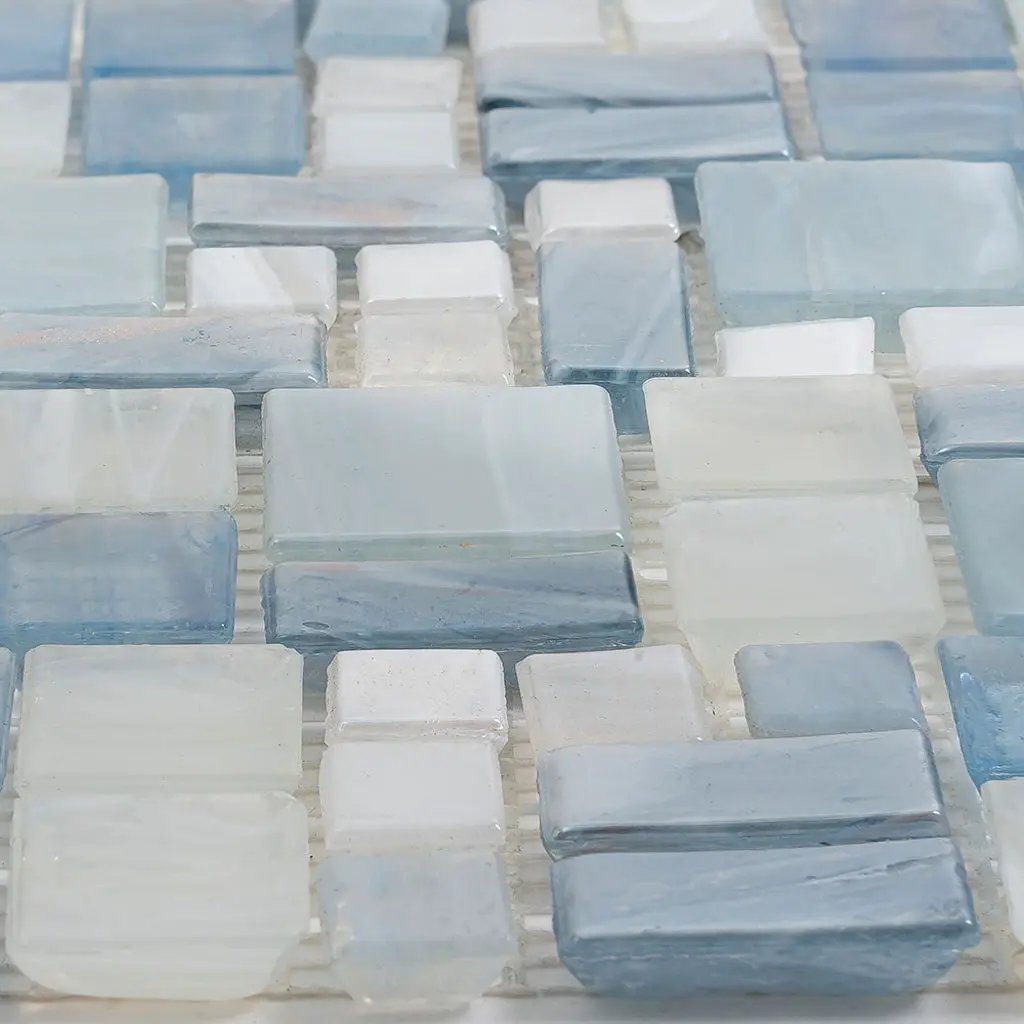 Light Blue 12x12 Glossy Square Glass Mosaic Tile (10 pack, 10.85 sq ft/case) by Apollo Tile