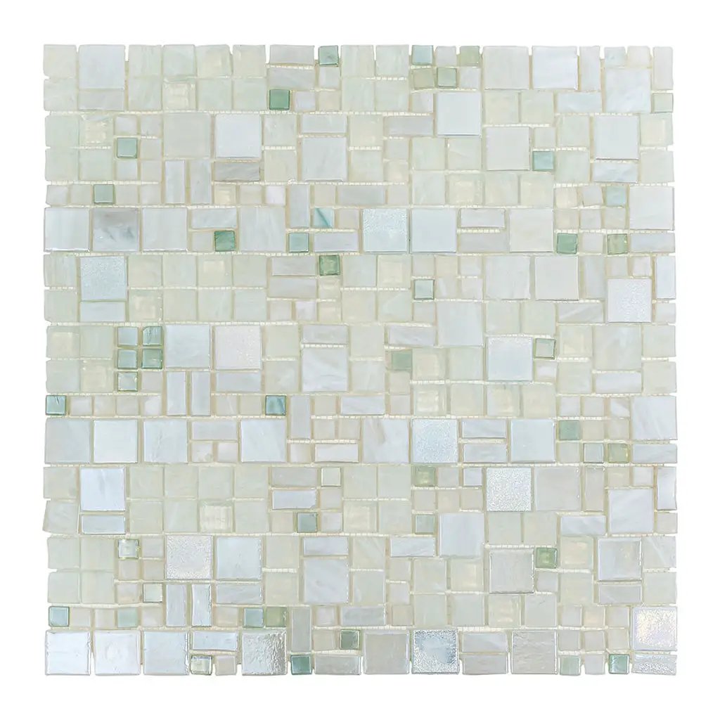 Pearl White 12x12 Glossy Square Glass Mosaic Tile (10 pack, 10.85 sq ft/case) by Apollo Tile