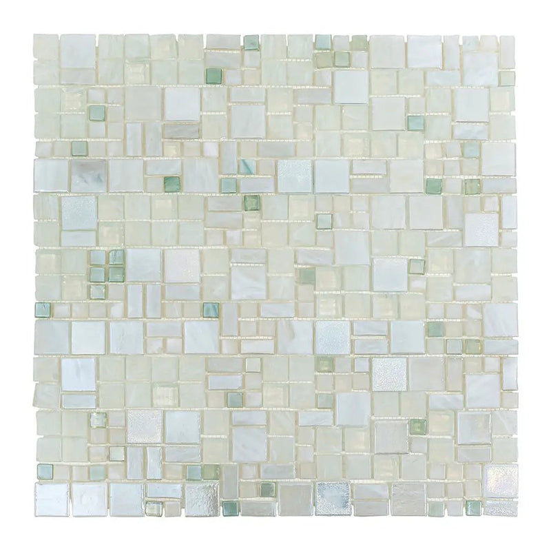 Pearl White 12x12 Glossy Square Glass Mosaic Tile (10 pack, 10.85 sq ft/case) by Apollo Tile