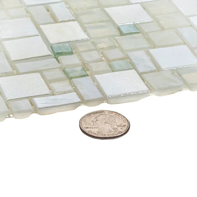 Pearl White 12x12 Glossy Square Glass Mosaic Tile (10 pack, 10.85 sq ft/case) by Apollo Tile