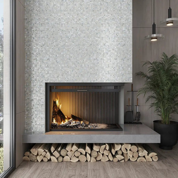 Pearl White 12x12 Glossy Square Glass Mosaic Tile (10 pack, 10.85 sq ft/case), photo 2 of 8