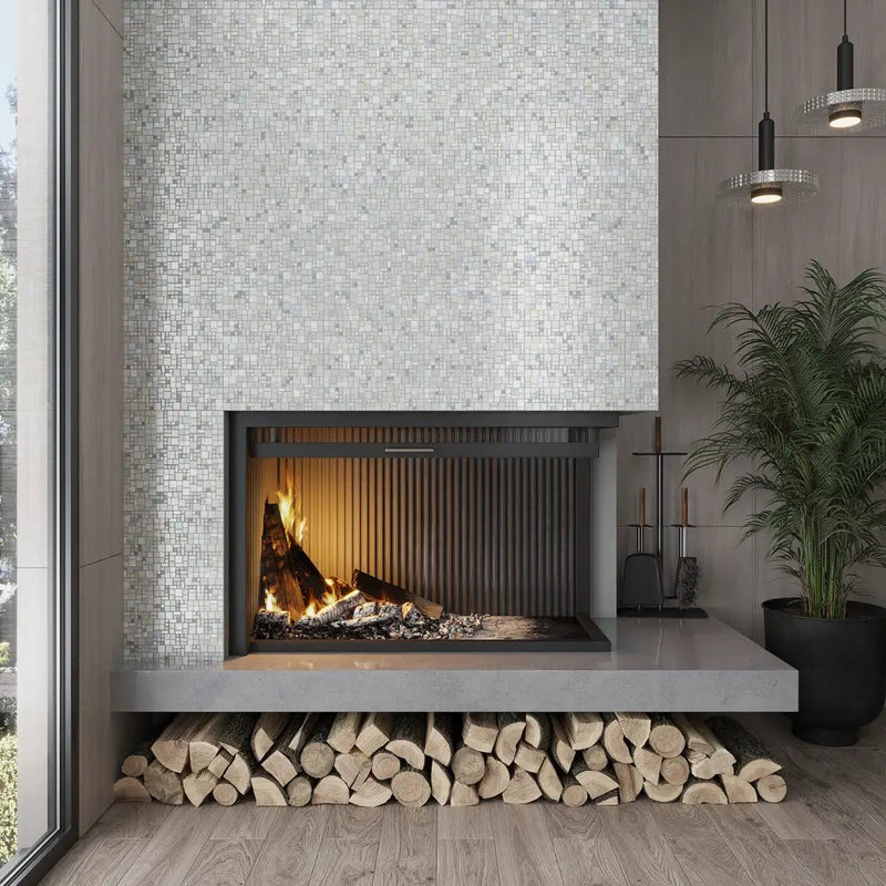 Pearl White 12x12 Glossy Square Glass Mosaic Tile (10 pack, 10.85 sq ft/case) by Apollo Tile
