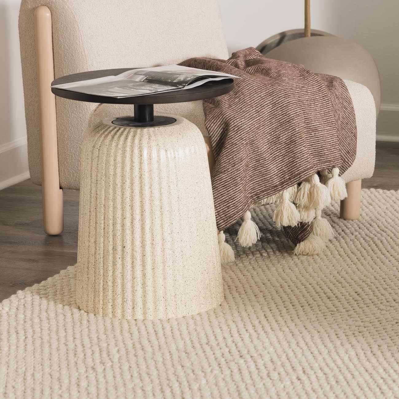 Lucerne Plain Cream Wool Rug LNE-1000 by Boutique Rugs