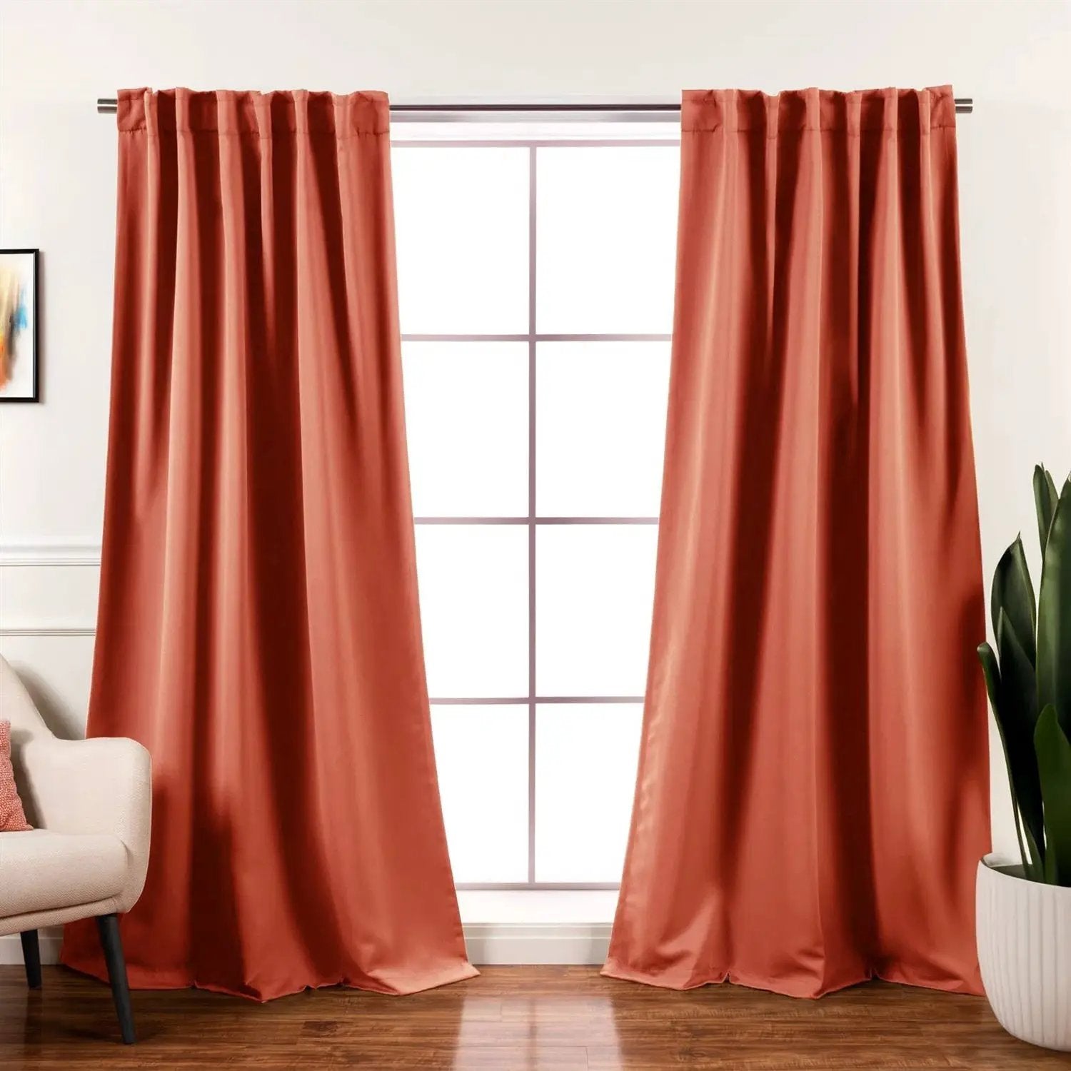 52 x 96 inch Solid Orange Apricot Thermal Blackout Curtain Panels - Set of 2 by HomePacific