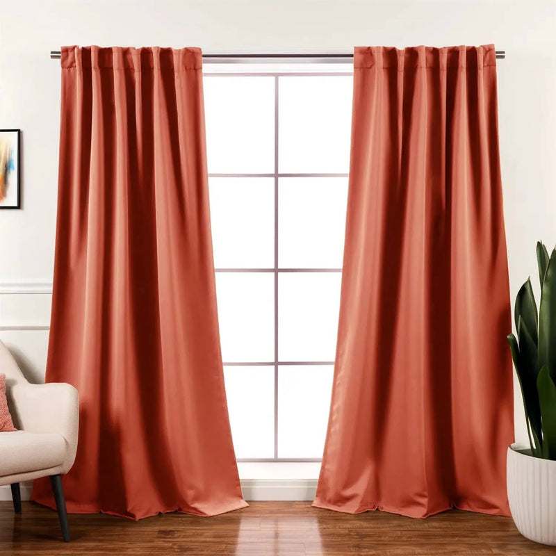 52 x 96 inch Solid Orange Apricot Thermal Blackout Curtain Panels - Set of 2 by HomePacific