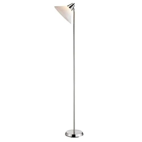 Contemporary Swivel Floor Lamp with Bowl Shade in Satin Steel Finish by HomePacific