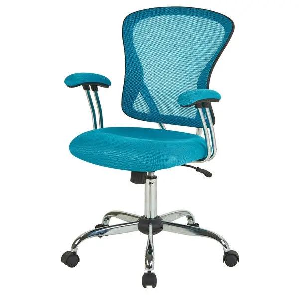 Blue High Back Mesh Office Chair with Padded Armrest by HomePacific
