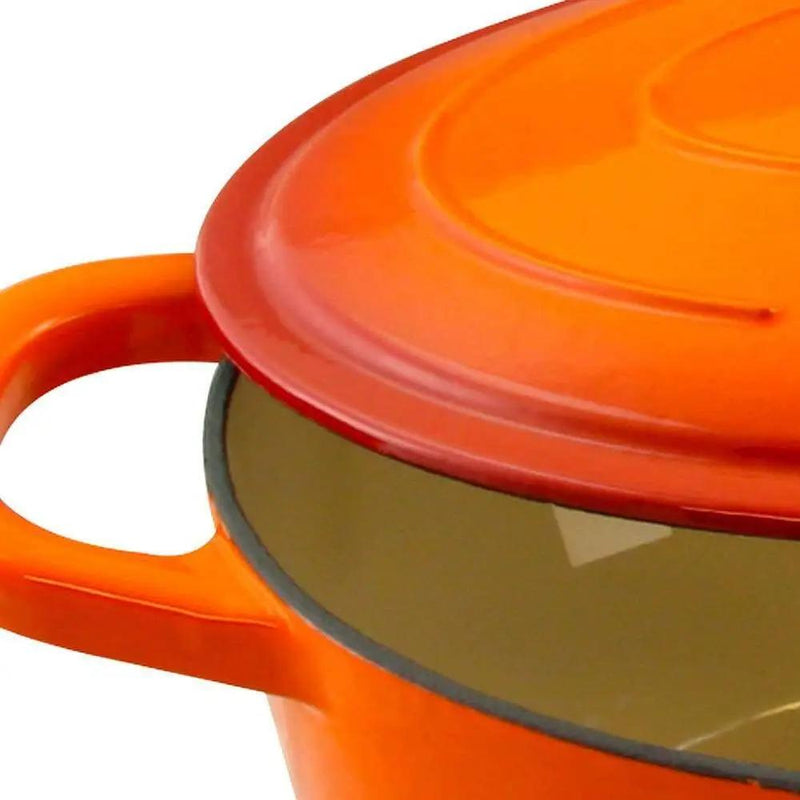 Orange Red Sunbust 7-Quart Enameled Cast Iron Dutch Oven with Lid by HomePacific